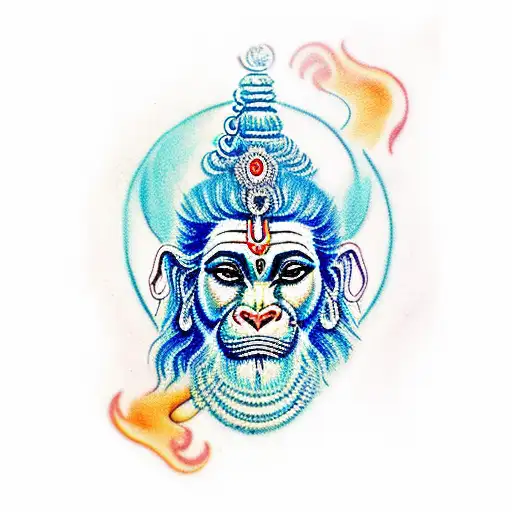 shiva with hanuman tattoo design idea