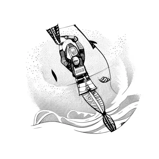 kitesurfing and scuba diving tattoo design idea