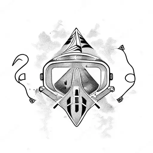 surfing, kite surfing and scuba diving tattoo design idea