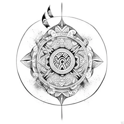 create a tribal style tattoo design that depicts my love for surfing, kite surfing and scuba diving tattoo design idea