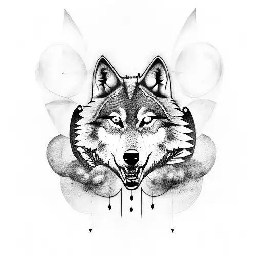 2 happy wolves tattoo design idea