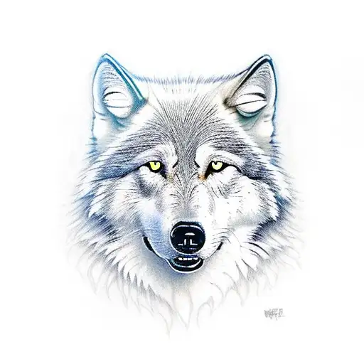 White wolf with a black wolf happy together tattoo design idea