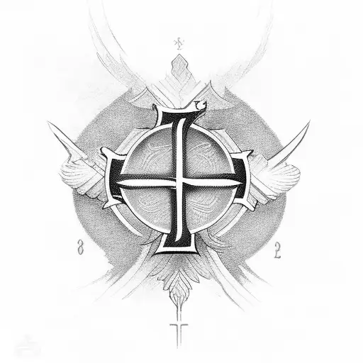 Christian Cross scroll tattoo design idea