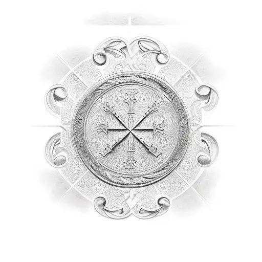 Christian Cross with scroll tattoo design idea