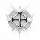 Christian Cross scroll tattoo design idea