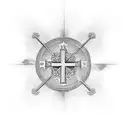 Christian Cross scroll tattoo design idea