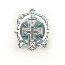 Christian Cross with scroll tattoo design idea