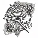 Eye of Horus and the ahk cross combined that would be on the neck  tattoo design idea