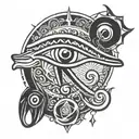 Eye of Horus and the ahk cross combined that would be on the neck  tattoo design idea