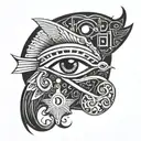 Eye of Horus and the ahk cross combined that would be on the neck  tattoo design idea