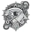 Eye of Horus and the ahk cross combined that would be on the neck  tattoo design idea