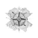 mortar, compass, map of Ukraine tattoo design idea