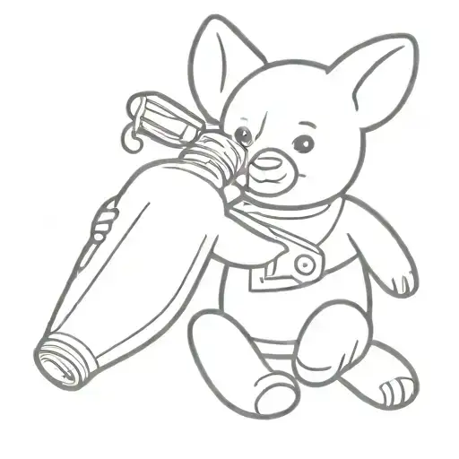 cuddly toy with a bottle of tequila bottle tattoo design idea