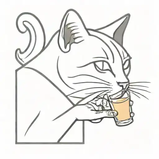 cat with a bottle of tequila tattoo design idea