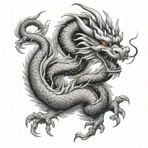 Japanese dragon in water tattoo design idea