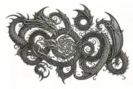 Dragon intertwined with a labyrinth representing the complexity of knowledge and learning tattoo design idea