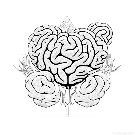 A brain-shaped succulent garden, representing the growth and healing that comes from therapy tattoo design idea