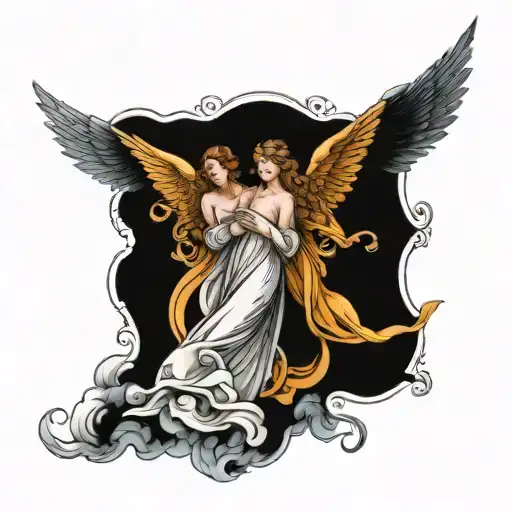 angels flying tattoo design idea