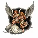 angels flying tattoo design idea