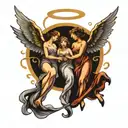 angels flying tattoo design idea