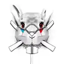 rabbit with hannibal lecter mask tattoo design idea