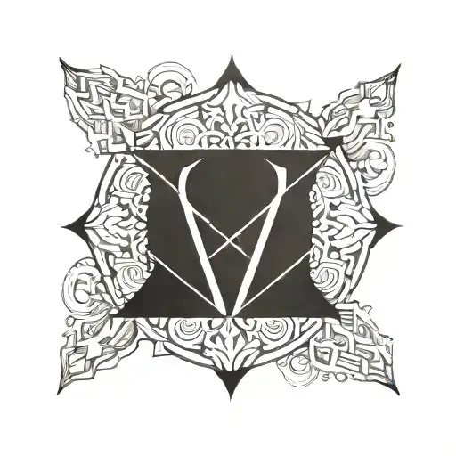 A geometric mandala design incorporating the word 'INVICTUS' as a central element tattoo design idea
