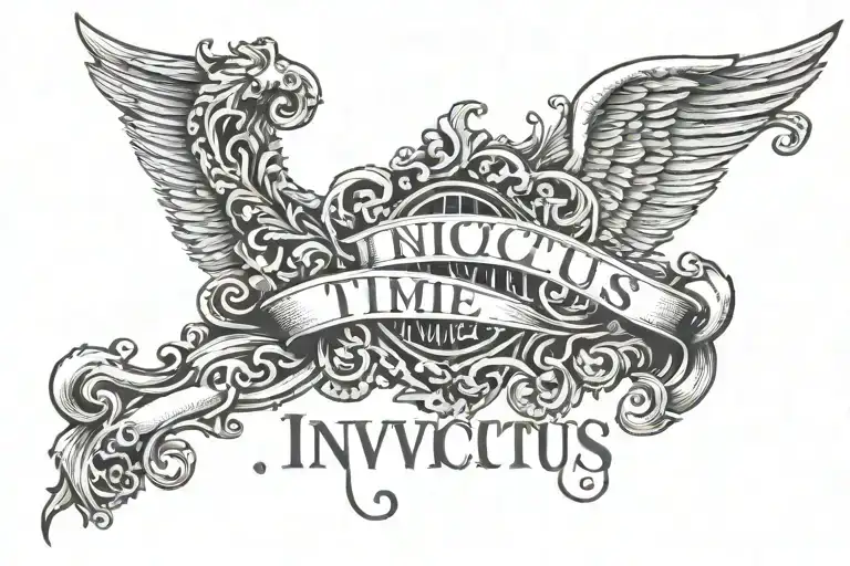 The word INVICTUS times new roman font tattoo design idea