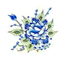 blue porcelain flower pattern  tattoo design idea
