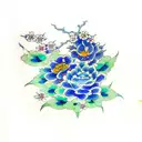 blue porcelain flower pattern  tattoo design idea