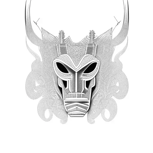 african mask tattoo design idea
