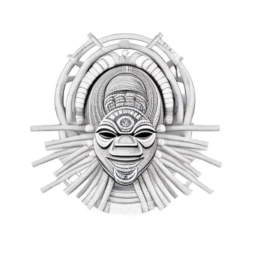 african tribe Benin mask tattoo design idea