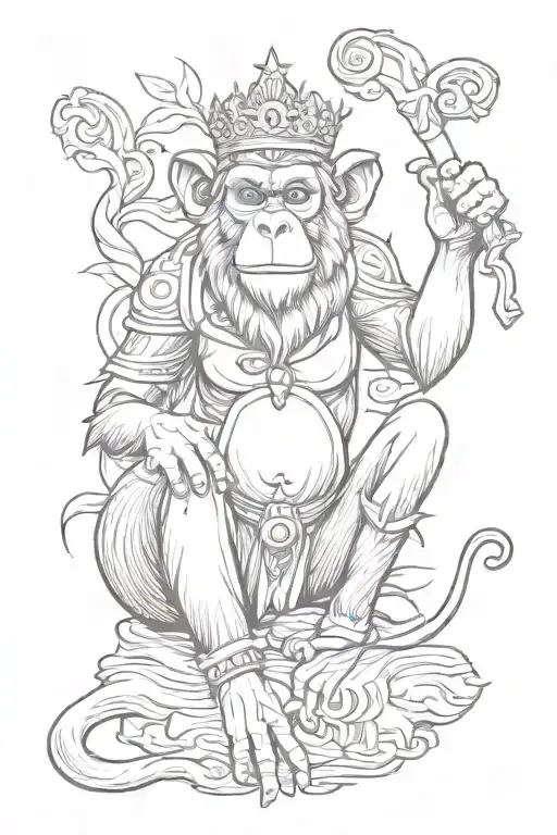 king monkey holding tattoo design idea