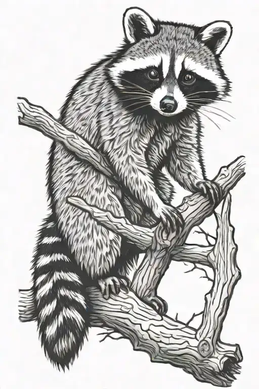 tree worker raccoon tattoo design idea