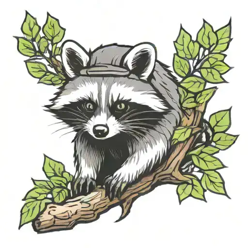 tree worker raccoon  tattoo design idea