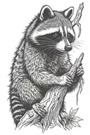 tree worker raccoon tattoo design idea