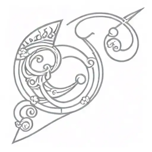 crown and sword  tattoo design idea