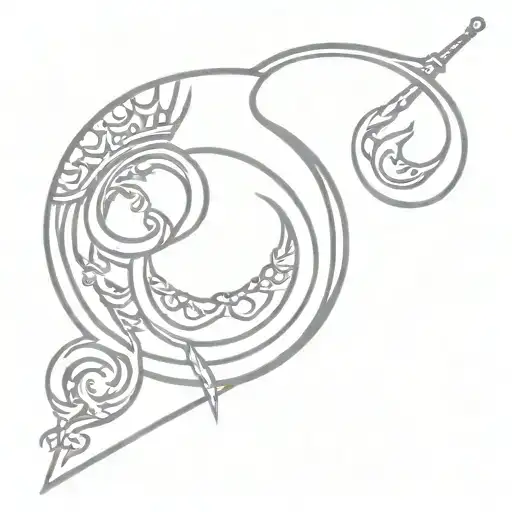 crown and sword  tattoo design idea