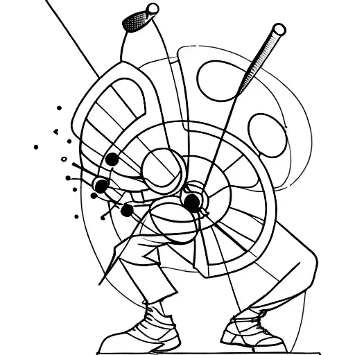 A minimalist outline of a fencer in action, focusing on the precision and skill of Olympic fencing tattoo design idea