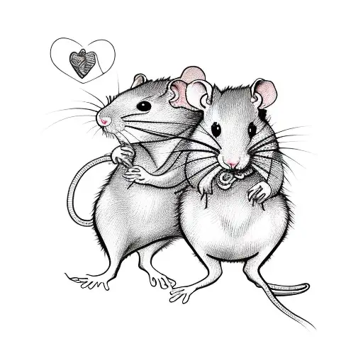 rat and heart tattoo design idea