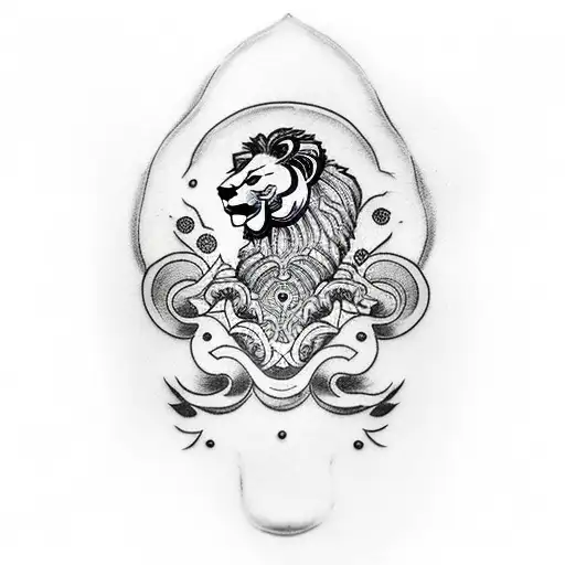 Lion riding a scooter tattoo design idea