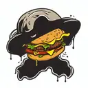 hamburger with fucks tattoo design idea
