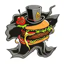 hamburger with fucks tattoo design idea