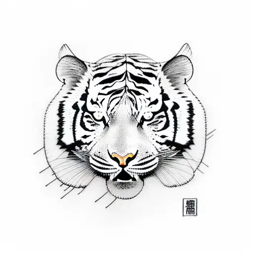 Aikido inspired tiger in blackwork style tattoo design idea