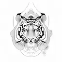 Aikido inspired tiger in blackwork style tattoo design idea
