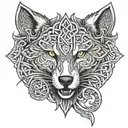 Celtic knot wolf and sword viking tattoo design idea