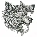 Celtic knot wolf and sword viking tattoo design idea