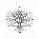 the tree of life with 3 branches and an analog retro clock on each branch tattoo design idea
