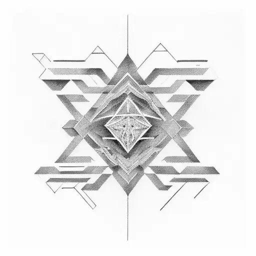 A geometric design incorporating elements related to Andrew's occupation in a dotwork style tattoo design idea
