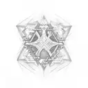 A geometric design incorporating elements related to Andrew's occupation in a dotwork style tattoo design idea