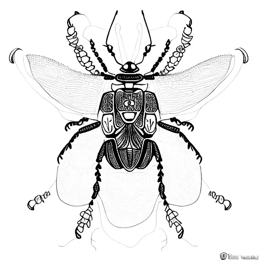 A beetle with intricate patterns and vibrant colors tattoo design idea